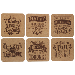 Alcohol 4 Inch Square Cork Coaster Set Alcohol 4 Inch Square Cork Coaster Set