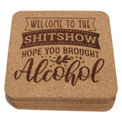 Alcohol 4 Inch Square Cork Coaster Set