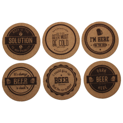 Beer 4 Inch Round Cork Coaster Set Beer 4 Inch Round Cork Coaster Set