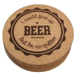 Beer 4 Inch Round Cork Coaster Set