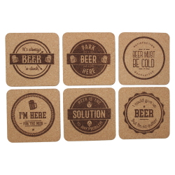 Beer 4 Inch Square Cork Coaster Set Beer 4 Inch Square Cork Coaster Set