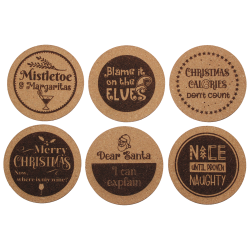 Christmas 4 Inch Round Cork Coaster Set Christmas 4 Inch Round Cork Coaster Set