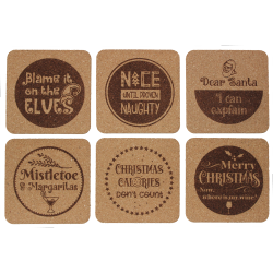 Christmas 4 Inch Square Cork Coaster Set Christmas 4 Inch Square Cork Coaster Set