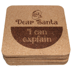 Christmas 4 Inch Square Cork Coaster Set