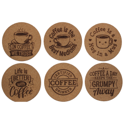 Coffee 4 Inch Round Cork Coaster Set Coffee 4 Inch Round Cork Coaster Set