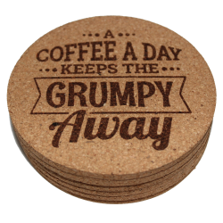 Coffee 4 Inch Round Cork Coaster Set