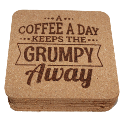 Coffee 4 Inch Square Cork Coaster Set