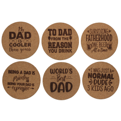 Dad's Life 4 Inch Round Cork Coaster Set Dad's Life 4 Inch Round Cork Coaster Set