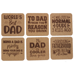 Dad's Life 4 Inch Square Cork Coaster Set Dad's Life 4 Inch Square Cork Coaster Set