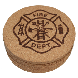 Fire Fighter 4 Inch Round Cork Coaster Set