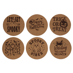 Halloween 4 Inch Round Cork Coaster Set Halloween 4 Inch Round Cork Coaster Set