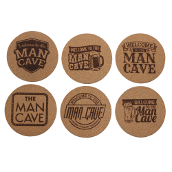 Man Cave 4 Inch Round Cork Coaster Set Man Cave 4 Inch Round Cork Coaster Set