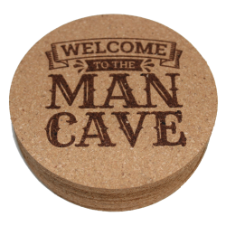 Man Cave 4 Inch Round Cork Coaster Set