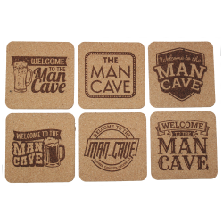 Man Cave 4 Inch Square Cork Coaster Set Man Cave 4 Inch Square Cork Coaster Set