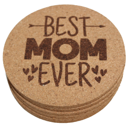 Mom's Life 4 Inch Round Cork Coaster Set