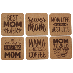 Mom's Life 4 Inch Square Cork Coaster Set Mom's Life 4 Inch Square Cork Coaster Set