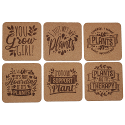 Plant Lovers 4 Inch Square Cork Coaster Set Plant Lovers 4 Inch Square Cork Coaster Set