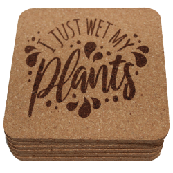Plant Lovers 4 Inch Square Cork Coaster Set