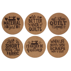 Quilting 4 Inch Round Cork Coaster Set Quilting 4 Inch Round Cork Coaster Set