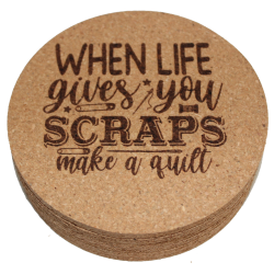 Quilting 4 Inch Round Cork Coaster Set