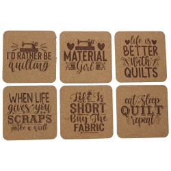 Quilting 4 Inch Square Cork Coaster Set Quilting 4 Inch Square Cork Coaster Set