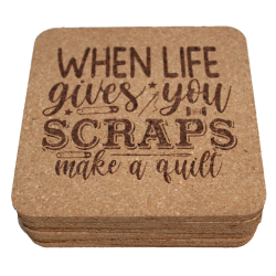 Quilting 4 Inch Square Cork Coaster Set