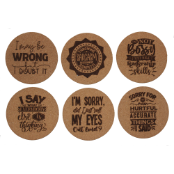 Sarcastic 4 Inch Round Cork Coaster Set Sarcastic 4 Inch Round Cork Coaster Set