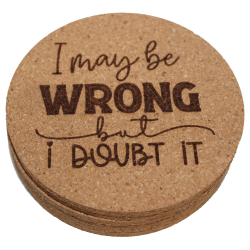 Sarcastic 4 Inch Round Cork Coaster Set