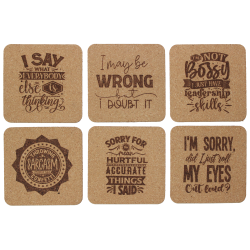 Sarcastic 4 Inch Square Cork Coaster Set Sarcastic 4 Inch Square Cork Coaster Set