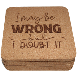Sarcastic 4 Inch Square Cork Coaster Set
