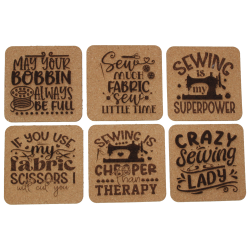 Sewing 4 Inch Square Cork Coaster Set