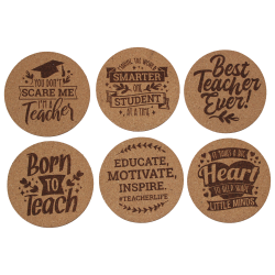 Teacher's Life 4 Inch Round Cork Coaster Set