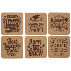 Teacher's Life 4 Inch Square Cork Coaster Set
