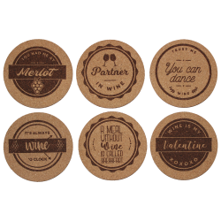 Wine 4 Inch Round Cork Coaster Set