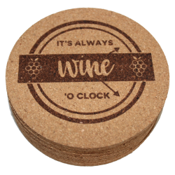 Wine 4 Inch Round Cork Coaster Set