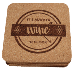 Wine 4 Inch Square Cork Coaster Set
