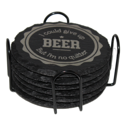 Beer 4 Inch Round Slate Coaster Set