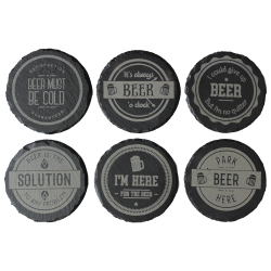 Beer 4 Inch Round Slate Coaster Set