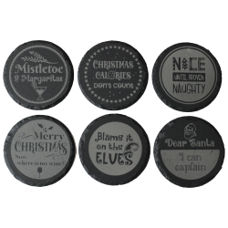 Christmas 4 Inch Round Slate Coaster Set
