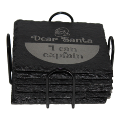 Christmas 4 Inch Square Slate Coaster Set