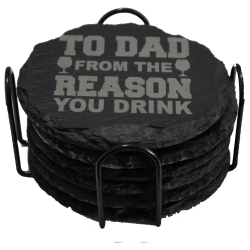 Dad's Life 4 Inch Round Slate Coaster Set