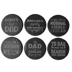 Dad's Life 4 Inch Round Slate Coaster Set