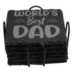 Dad's Life 4 Inch Square Slate Coaster Set