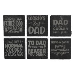 Dad's Life 4 Inch Square Slate Coaster Set