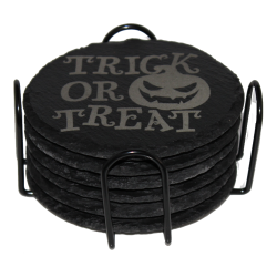 Halloween 4 Inch Round Slate Coaster Set