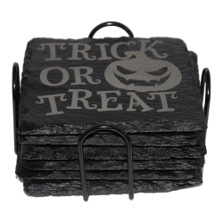 Halloween 4 Inch Square Slate Coaster Set