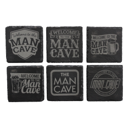 Man Cave 4 Inch Square Slate Coaster Set