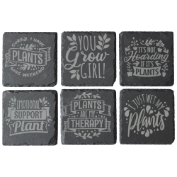 Plant Lovers 4 Inch Square Slate Coaster Set