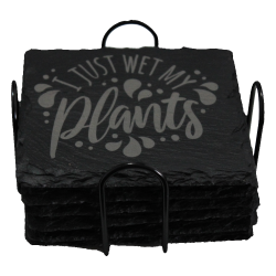 Plant Lovers 4 Inch Square Slate Coaster Set