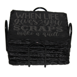 Quilting 4 Inch Square Slate Coaster Set